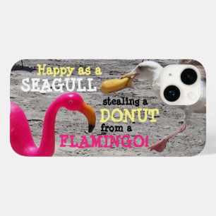 Pink Flamingo Seagull Donut Beach Vacation Humor Case-Mate iPhone 14 Case