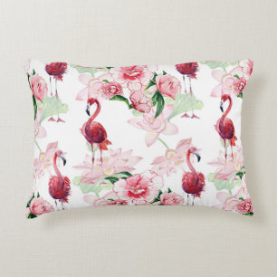 Pink Flamingo: Seamless Pattern Elegance Accent Pillow