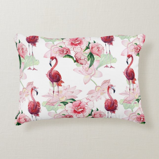 Pink Flamingo: Seamless Pattern Elegance Accent Pillow (Front)