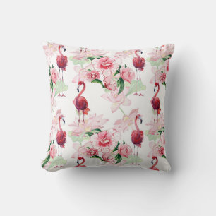 Pink Flamingo: Seamless Pattern Elegance Throw Pillow