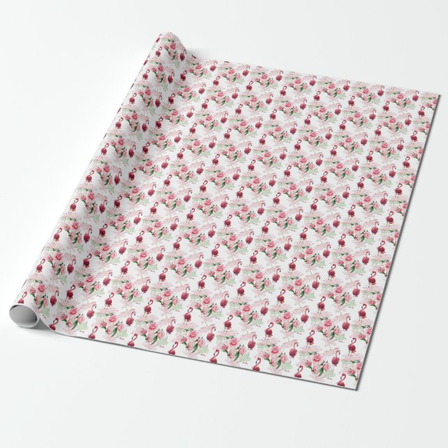 Pink Flamingo: Seamless Pattern Elegance Wrapping Paper (Unrolled)