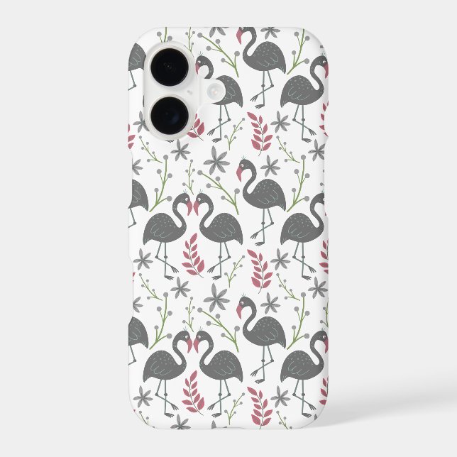 Pink flamingo seamless pattern flowers, leaves (Back)