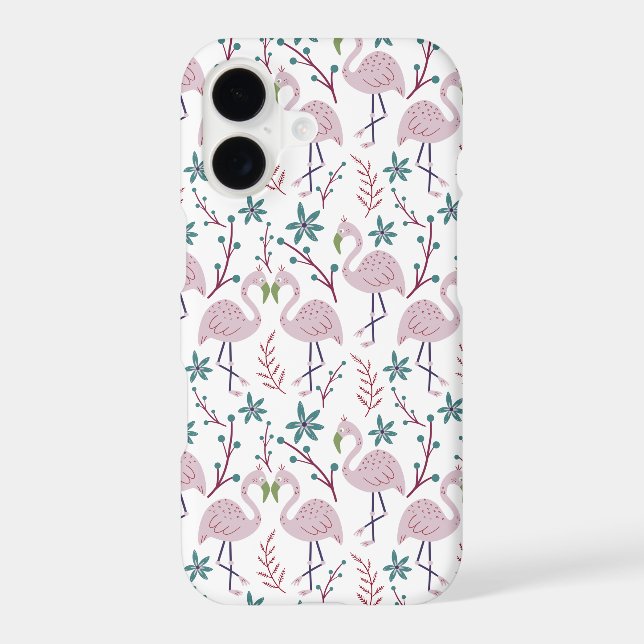Pink flamingo seamless pattern on white background (Back)