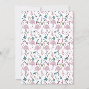 Pink flamingo seamless pattern on white background card