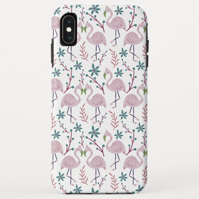 Pink flamingo seamless pattern on white background Case-Mate iPhone case (Back)