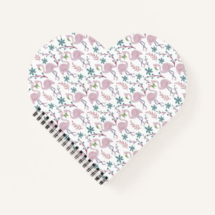 Pink flamingo seamless pattern on white background notebook