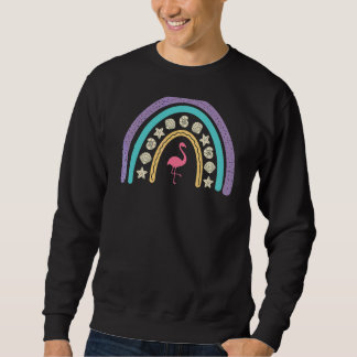 Pink Flamingo Seashell Rainbow Summer Beach Sweatshirt