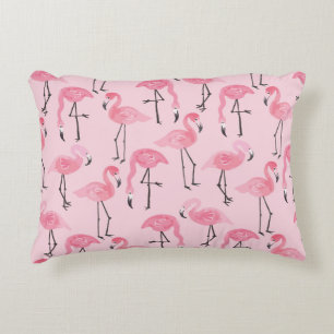 Pink Flamingo Set, Tropical Summer Pattern. Accent Pillow