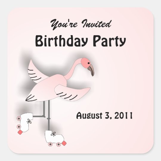 Pink Flamingo Skating Party Stickers
