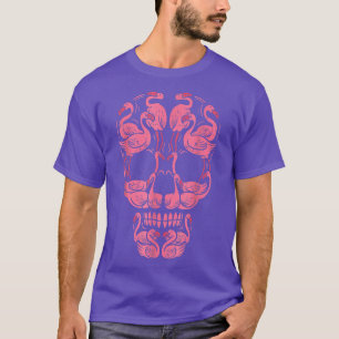 Pink Flamingo Skull Breast Cancer Awareness Hallow T-Shirt