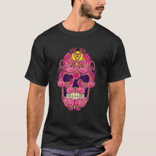 Pink Flamingo Skull Breast Cancer Awareness Month T-Shirt