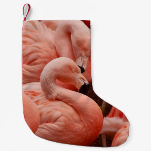 Pink flamingo small christmas stocking
