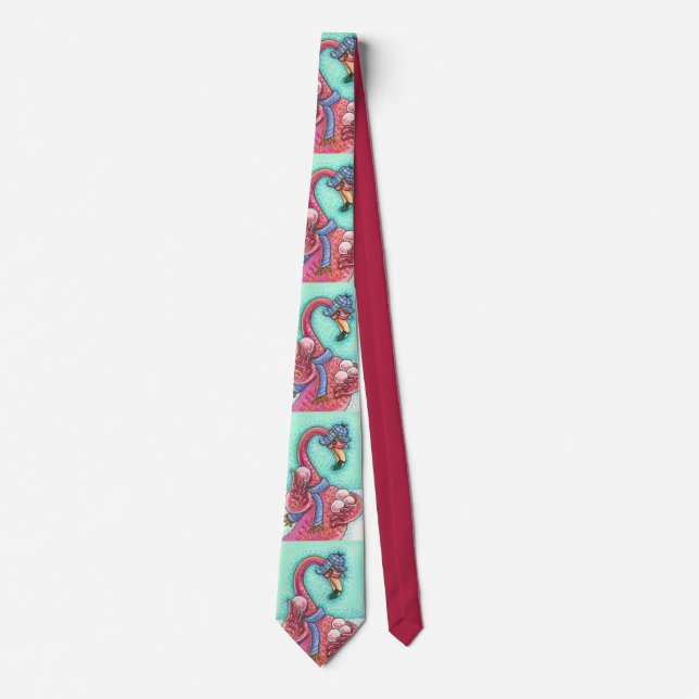Pink Flamingo Snowballs HOLIDAY TIE (Front)