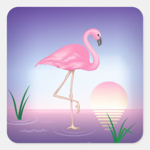 Pink Flamingo Square Sticker