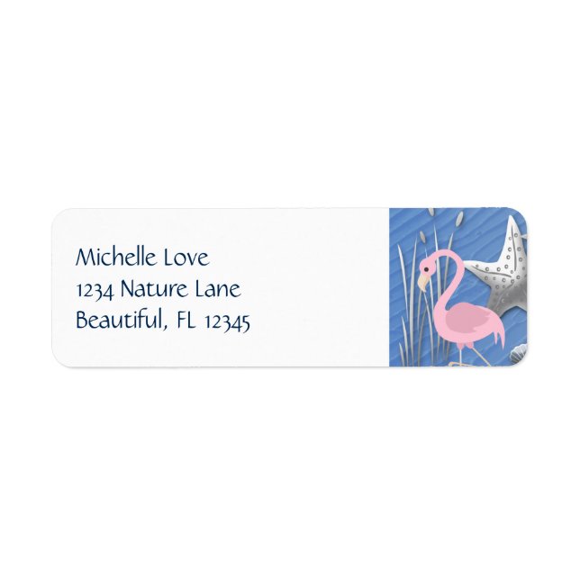 Pink Flamingo, Starfish and Cattails Beach Address (Front)