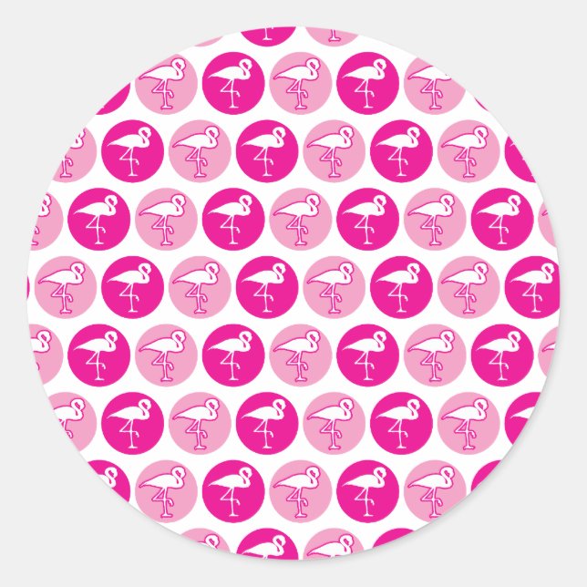 Pink flamingo stickers. classic round sticker (Front)