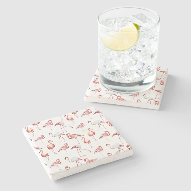 Pink flamingo stone coaster (Side)