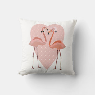 Pink Flamingo stylish heart love Throw Pillow