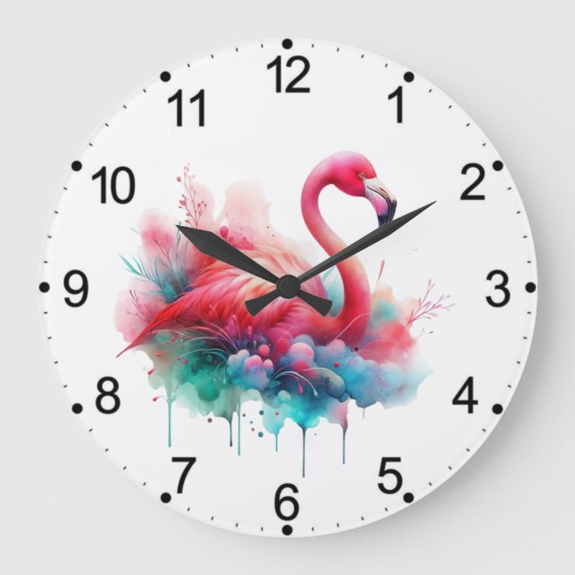 Pink Flamingo Sublimation-95159 Large Clock (Front)