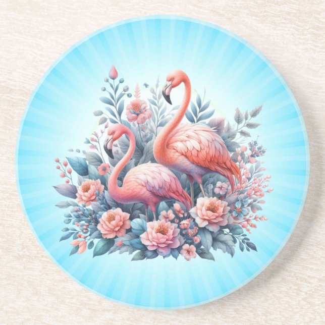 Pink Flamingo Sublimation Coaster (Front)