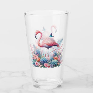 Pink Flamingo Sublimation Glass