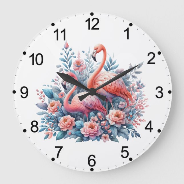 Pink Flamingo Sublimation Large Clock (Front)