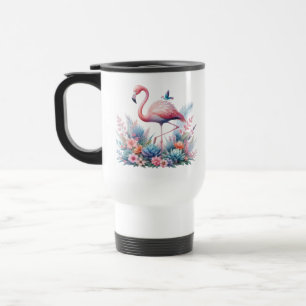 Pink Flamingo Sublimation Travel Mug