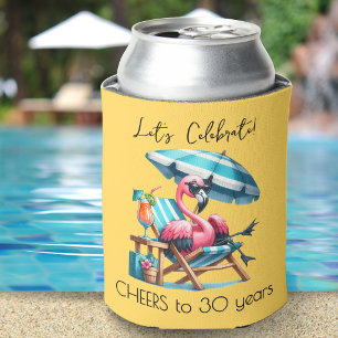 Pink Flamingo Summer Birthday Party Can Cooler