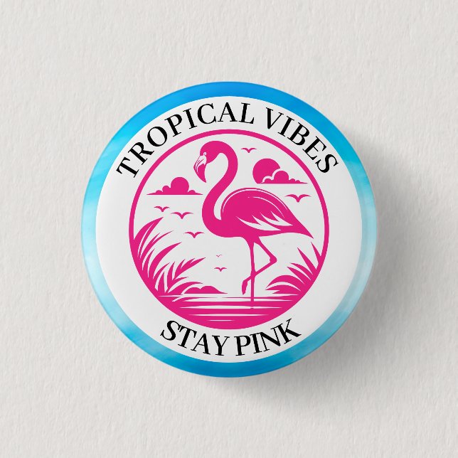 Pink Flamingo Summer Circle Design-68730 1 Inch Round Button (Front)