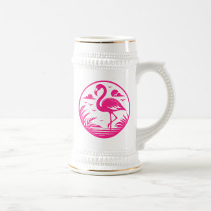 Pink Flamingo Summer Circle Design-68730 Beer Stein
