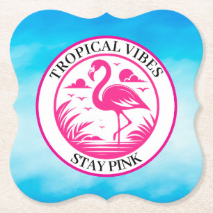 Pink Flamingo Summer Circle Design-68730 Paper Coaster