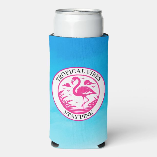 Pink Flamingo Summer Circle Design-68730 Seltzer Can Cooler (Seltzer Front)
