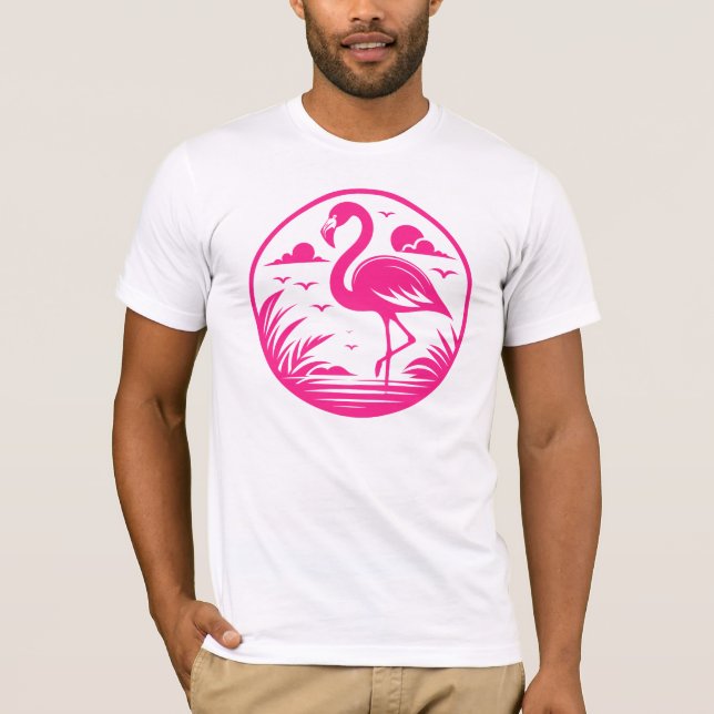 Pink Flamingo Summer Circle Design-68730 T-Shirt (Front)