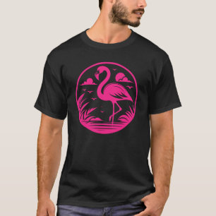 Pink Flamingo Summer Circle Design-68730 T-Shirt