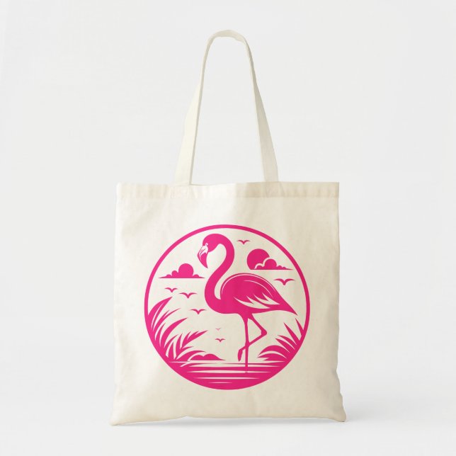 Pink Flamingo Summer Circle Design-68730 Tote Bag (Front)