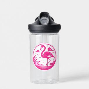 Pink Flamingo Summer Circle Design-68730 Water Bottle