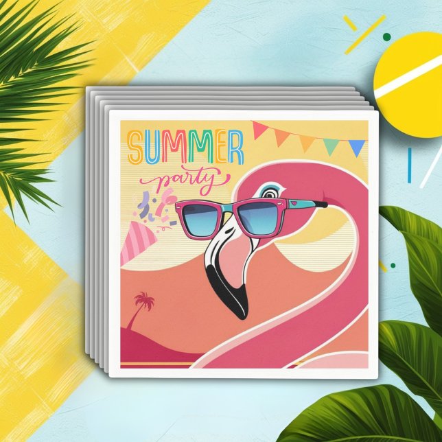 Pink Flamingo Summer Party  Napkin (Creator Uploaded)
