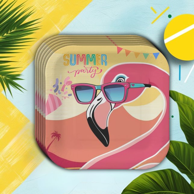 Pink Flamingo Summer Party  Paper Plate (Creator Uploaded)