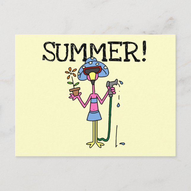 Pink Flamingo Summer T-shirts and Gifts Postcard (Front)