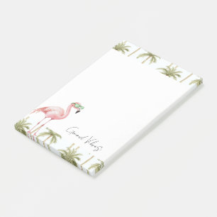 Pink Flamingo Sunglasses Palm Trees Good Vibes Post-it Notes