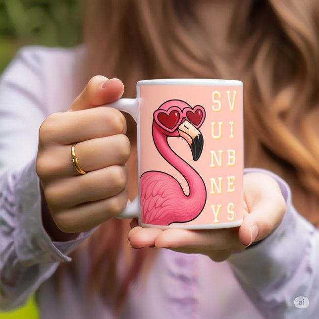 Pink Flamingo Sunny Vibes Coffee Mug (Creator Uploaded)