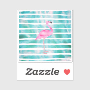Pink Flamingo Teal Blue Stripes Modern