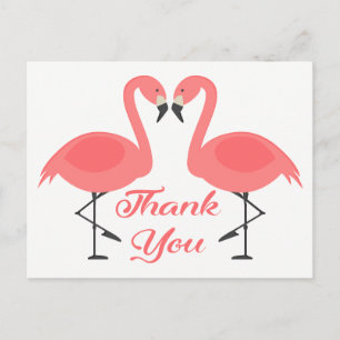 Pink Flamingo Thank You Tropical Wedding Love Postcard