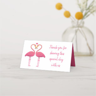 Pink Flamingo Thank You Tropical Wedding Party Place Card