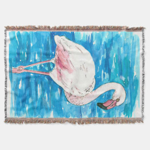 Pink flamingo throw blanket