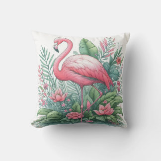 Pink Flamingo Throw Pillow