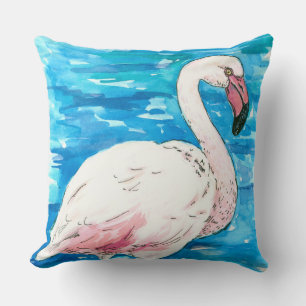 Pink flamingo throw pillow