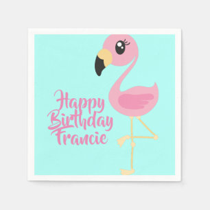 Pink Flamingo Tropical 1st Birthday Party Napkins