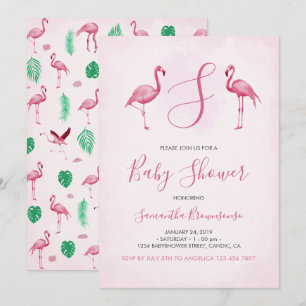 Pink Flamingo Tropical Baby Shower Invitation