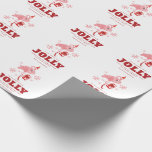 Pink Flamingo Tropical Beach Jolly Festive Wrapping Paper<br><div class="desc">A modern stylish holiday wrapping paper with modern typography featuring a decorated Flamingo. Easily customize this wrapping paper by clicking the "Personalize" button.</div>